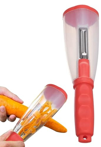 Pelaverdure con contenitore, pelapatate in acciaio con scatola, gadget da cucina per patate, cetrioli e altro