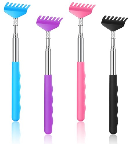 Rascador de espalda telescópico para mujeres y hombres, rascador de espalda para adultos, rascador de espalda extensible, rascador de espalda de acero inoxidable para piernas, cabeza trasera