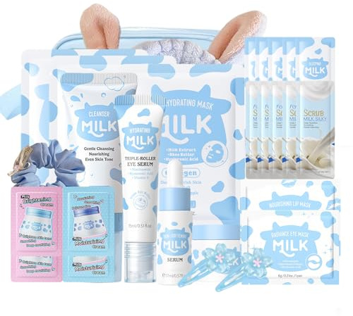 Milk Skin Care Sets & Kits - Beauty Gift Sets for Women - Gifts For Women - Valentine's Day Gifts - Travel Skincare Set- Daily Face Care - Deep Hydrating,Nourish 28PCS