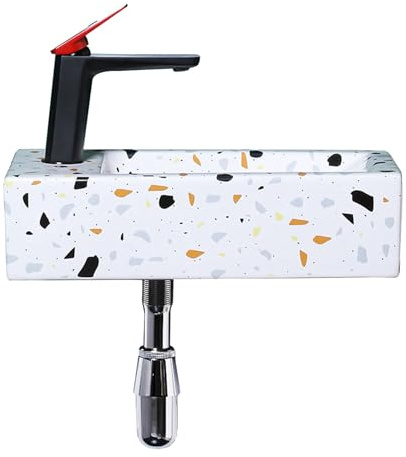 XAWSOP Bathroom Sink Corner, Wall-Mounted Washbasin for Small Home, with Water Tap,455x255x120mm,455x255x120mm