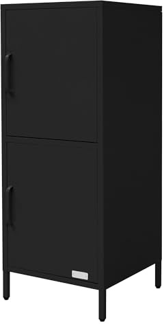 ML-Design Armoire de Classement Métallique Noire 40x101,5x40 cm avec 2 Portes Battantes Étagères Réglables Rangement Polyvalente Sécurisé pour Dossiers Documents Fournitures Bureau Maison Home Office