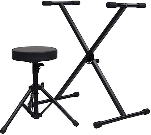 Lumanois Keyboardständer und Hocker Set Schwarz,5.27kg,70095