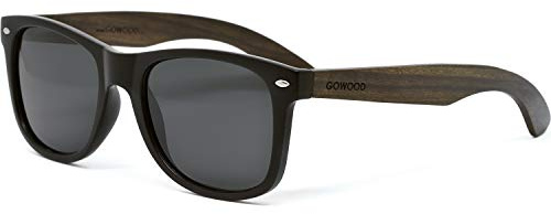 Sonnenbrille Damen & Herren Holz | Premium polarisiert Walnussholzbügel mit Acetatrahmen | geschwärzte Holzbrille UV400 Gläser | Damen & Herren Sonnenbrille UV Schutz