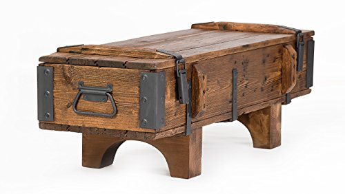 Egen design Antik rustik stil soffbord trä furu kista filt låda vintage stuga L105 W37 H37 cm
