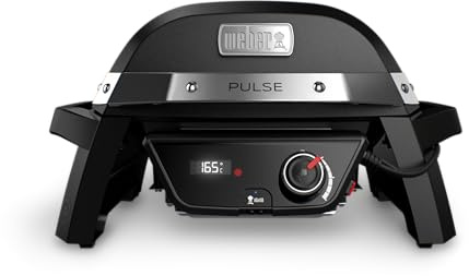 Weber Pulse 1000 Elektrogrill | 1800 W, Porzellanemaillierte Guss-Grillroste, Smarte digitale Temperaturkontrolle, 41 x 31 cm Grillfläche, Schwarz
