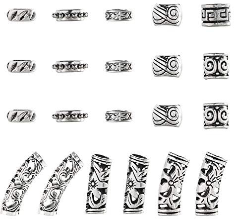 NBEADS 90 Stück Dreadlocks Perlen, Tibetan Style Legierung Perlen Haarschlauch Perlen Haar Flechten Schmuck Haarschmuck Für Haarschmuck