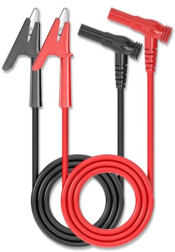 Cleqee Multimeter Messleitungen 2 Stück Bananenstecker Winkel zu Alligator | Krokodilklemmen, Weiche flexible Testkabel Drähte, 3.3ft/1m, Für elektrische Prüfung