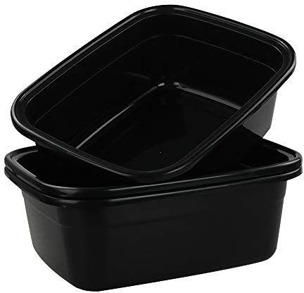 Gloreen 16 Liter Plastic Washing Up Bowls, Black, Set of 3