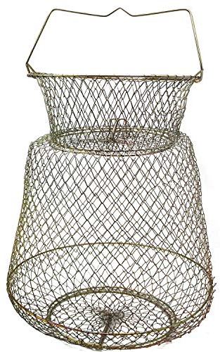 BPS Canasta de Red de Pesca Cangrejo de Alambre Grande Malla para Anguilas Acero Portátil con Jaula de Mango Cesta Redonda de Metal (30 x 40cm) OZL-11001