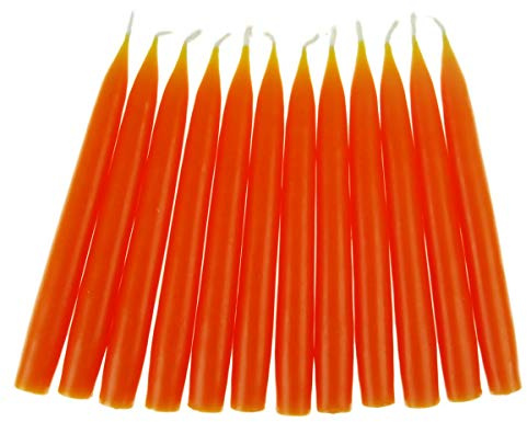 hdg Baumkerzen 12er Pack handgefertigte Kerzen aus Dänemark Ø 1,3 cm / 12 cm, Farbe:orange