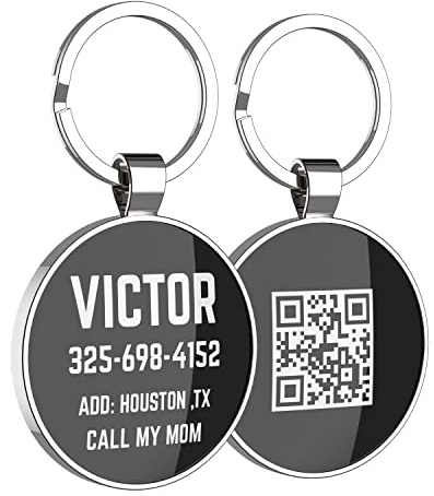 DISONTAG QR Code Hundemarke ID Text Anpassen Personalisierte Online Seite-Kostenlos Online Haustier Profil-Modifizierbar-Kontrolle der Privatsphäre-Keine APP Erforderlich