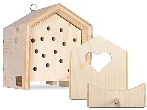 GARDIGO® Tierhaus System: Marienkäferhaus mit 2 zusätzlichen Wechselblenden I Insektenhotel für Marienkäfer, Nistkasten Sperlinge, Vogelfutterhaus I Made in Germany