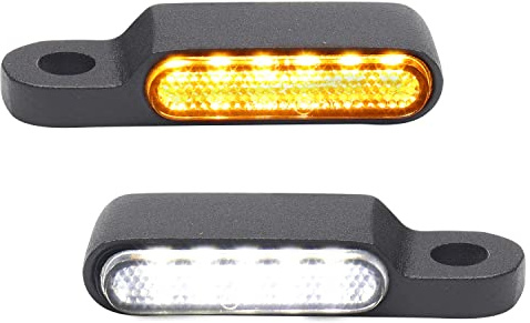 MotoParAcc Mini Handlebar Sequential LED Turn Signals, 12V Front Motorcycle Running Lights for Harley Sportster, Dyna, Road King, Softail, Honda CBR, Yamaha, Victory