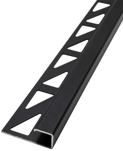 Dalsys Fliesenschiene Eckprofil Quadratprofil Aluminium (eloxiert) Schwarz 2,5m x 12,5mm, Fliesenprofil