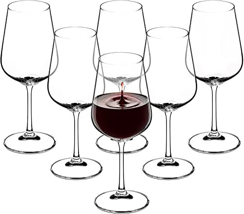 Lot de 6 verres à vin en cristal avec tige haute dans une boîte cadeau Bohemia Porto (verre à vin rouge - 450 ml)
