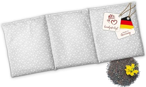 navango® Cojín de grano adecuado para microondas y horno, gris claro, hecho a mano en Alemania, aprox. 50 x 20 cm, 3 cámaras, algodón OEKO-Tex | cuello, espalda y hombros