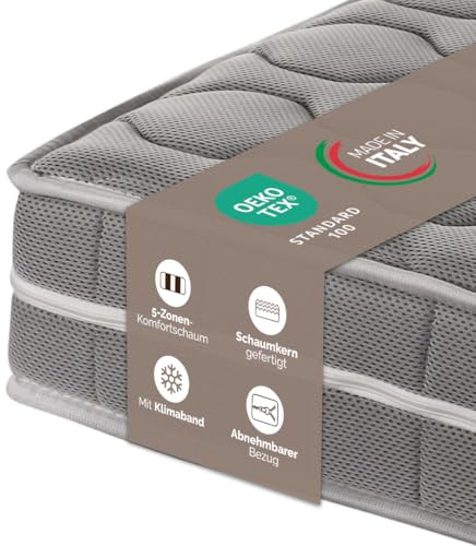 Ortho-Relax Matratze 100x200 cm, 16cm hoch, Härtegrad H2-3, 4in1 Wendematratze mit Viscoschaum und Memory-Effekt, Bezug mit Sommer- und Winterseite, Öko-Tex 100, Viskomatratze
