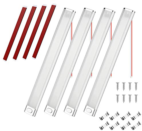 URAQT LED Iluminación Interior del Coche, 12V 8W Barra de Luz con Interruptor, 4PCS 120 Leds 6500K Cabina Lámpara con Interruptor y Cable Extensión para Caravana, RV, Barco, Camper, Gabinetes