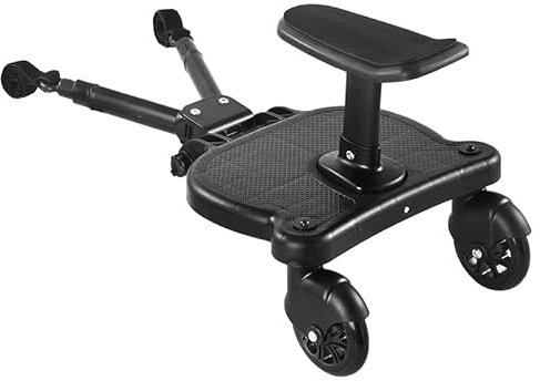 Shoze Universal Kiddy Boards, Portable Buggy Board with Seat, Pram Standing Board,Stable Two Wheel Design,360° Rotation,Pram Accessory for Children from 2-7 Years Up to 25kg