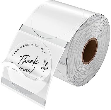 MUNBYN 2 Zoll Transparente Thermo-Etiketten, runde bedruckbare Thermo-Aufkleber für kleine Unternehmen, wasserfeste personalisierte Thermo-Etiketten 500 Stück