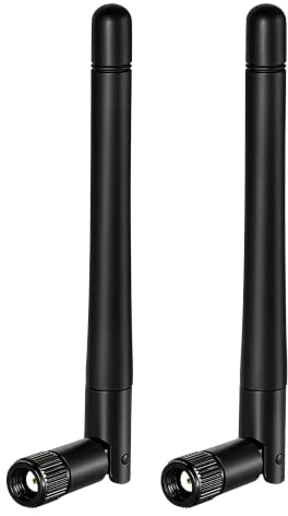 Black 3dBi Dual Band Signal Booster Mini Wi-Fi Antennas (2.4GHz/5GHz-5.8GHz) with RP-SMA Male Connector for Wireless Camera, Router, Hotspot - 2 Pack