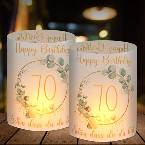 12 Lantern Table Decorations - 70th Birthday Gifts for Women & Men, Suitable for Tea Lights or Candles