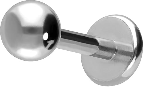 PIERCINGLINE Titan Labret mit Push Fit KUGEL Piercing Ohr Helix Tragus Conch Farb & Größenauswahl