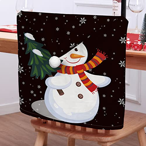 Morbuy Weihnachten Stuhlhussen 2-8er Set Nikolausmütze Esstisch Stühlen Set, Weihnachtsdeko Stuhlhussen Hussen für Esszimmerstühle, Weihnachtsfeier (2er Set,Schwarzer Yeti)