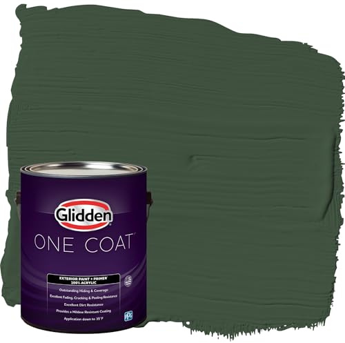 Glidden One Coat 1 gal. Pine Forest/Green Flat Exterior Paint with Primer