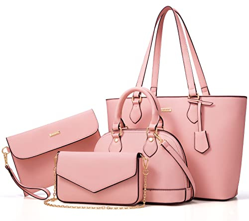 Bagsure Handtasche Damen Schultertasche Handtaschen Damen 4-teiliges Set | Elegante Tragetasche für Büro Schule Einkauf Reise, Große Tote Bag mit Reißverschluss, Handbags for Women Geschenke