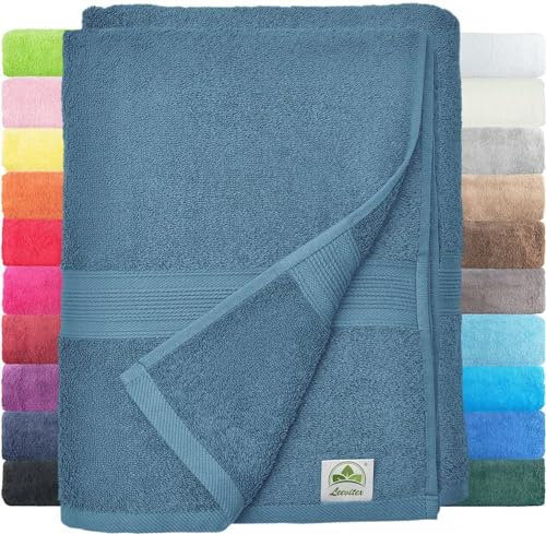 leevitex Duschtücher 2er Set 70 x 140 cm aus 100% Baumwolle, Frottee, 500 g/m², weich und saugstark, Petrol