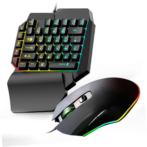 HEMOTON tastiera da gaming keyboard gaming tastiera e mouse gaming Tastiera e mouse per dormitorio gaming mouse tastiera retroilluminata tastiera e-sport una mano manufatto di pollo t1