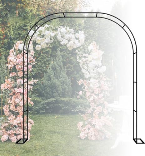Gartenbogen aus Metall, robuster Hochzeitstorbogen Spalier Pergola-Laube mit Sockel, dekorative Blumenpflanzenstütze für den Außenbereich für Weinreben Kletterpflanzen Weinreben Torbogen(Size:240x220x