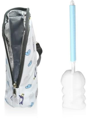 DHSBGWSX 1 Stück Tragbare Wärmeisolierende Babyflaschentasche, 1 Stück Babyflaschenbürste, wasserdichte Wärmeisolationstasche, Babyflaschen-Aufbewahrungstasche, Babyflaschen-Schutzhülle