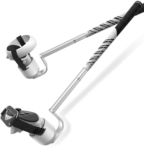 BRICOK VR Golf Club Attachment for Meta Oculus Quest3/2/Quest 3S,90 Degree,Unblock Signal Aluminium Alloy VR Golf Club Attachment 1:1 Molded Controller Adapter & Fixed Plate (Adjustable in length)