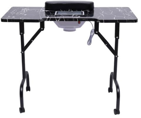 Schwarz Maniküretisch, Maniküre Nageltisch Nagel Station Beauty Werkbank mit Staubabsaugung, für Maniküre in Nagelstudios Schönheitssalons 90*40*72cm