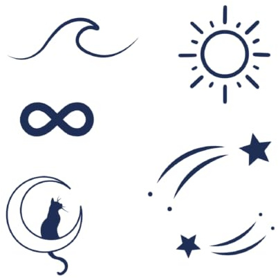 Tattwo.me – Temporäre Tattoos für Erwachsene und Kinder, hält 2 Wochen, wasserfest – 6 Motive zum Ausschneiden – Pflanzliche Tinte – EU-Kosmetik-Zertifikat – (M0269)