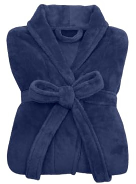 npluseins Peignoir de bain en polaire moelleuse avec col châle – Femme & Homme, M, Marine