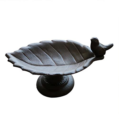 Plateau Porte-bagues en Forme de Feuille, Plats Vintage avec Oiseau, Plateaux à bibelots Antiques en Fonte, Affichage décoratif pour la Maison (Plateau à Oiseaux en Forme de feuill