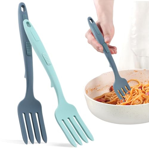 2pcs Silicone Flexible Forks, Cooking Fork Heat Resistant, Blending Cooking Silicone Fork Mix Ingredients, Mash Food, Whisk Eggs,Baking Non Stick Heat Resistant