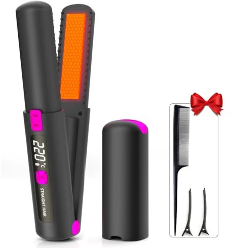 Piastra per Capelli Senza Fili,Piastra e Arricciacapelli Portatile 2 in 1,Mini Piastra Capelli Ricaricabile USB,Temperatura Regolabile 160℃-220℃,4500mAh Batteria,Piastra da Viaggio Capelli (Grigio)