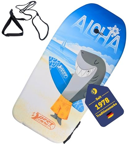 BEST SPORTING Bodyboard Kinder – Leichtes Surfbrett für Strand, Meer & Schwimmbad | 92 x 46 x 5 cm | In verschiedenen Designs | Inkl. Leash für sicheren Halt