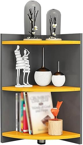 Eck-Bücherregal aus Holz, für Wohnzimmer, Schlafzimmer, Heimbüro, Küche, modern, freistehend, offen, Bücherregal, Pflanzenständer, Holz-Eckschrank, moderner Aufbewahrungs-Organizer