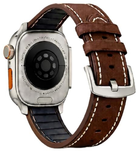 Bracelet Compatible avec Apple Watch Cuir Véritable Réglable 42mm 44mm 45mm 46mm 49mm Bracelet Élégant pour Apple Watch Series 11 10 9 8 7 6 SE Ultra 3 Femme Homme
