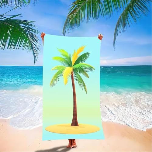Palm Trees Microfibre Beach Towels for Adults Extra Large, 160 x 80 cm Blue Quick Dry Beach Towel with storage bag Lightweight Swimming Towel, Sand Free Sun Lounger Towels for Travel, Holiday B6-6
