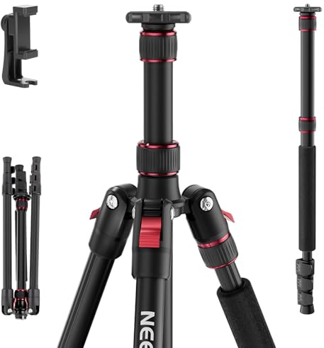 NEEWER BASICS TP15 Trépied/Monopode pour Appareil Photo,68'',en Métal Robuste & Portable,avec Support pour Téléphone Portable&DSLR,Compatible avec iPhone pour Vidéo & Prise de Photo,Rotule non Incluse