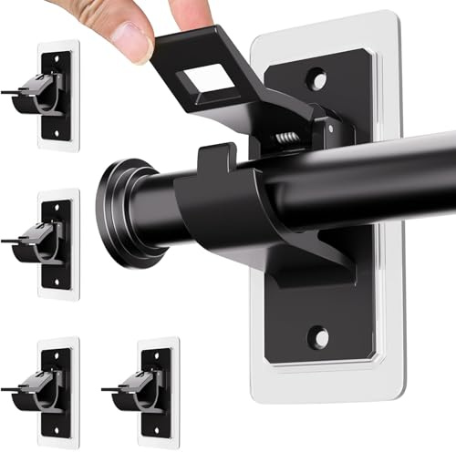 EUREKORA 4 Stück Gardinenstange ohne Bohren Gardinen Halterung selbstklebende Gardinenstangenhalter für Wohnzimmer Schlafzimmer Bad Hotel Wand