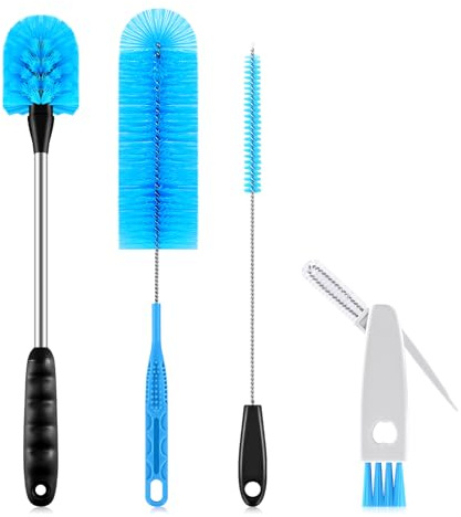 TOOUT Bottle Brush Set with Straw Cleaner Brush and 3 in 1 Cup Lid Cleaning Brush, Water Bottle Cleaner with Long Handle for Cleaning Narrow Neck Beer, Cup, Wine Glasses, Tumblers, Baby Bottles