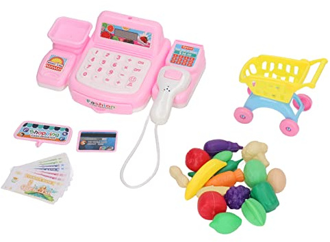 RiToEasysports -Registrierkasse, Elektronisches Rollenspiel, Registrierkassen-Spielzeug mit Musiklichtern, Scanner, Spielgeld für , Supermarkt-Lernspielzeug