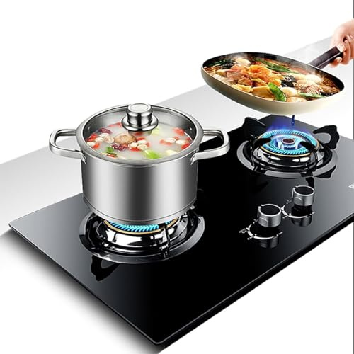 THEGA Piano Cottura A Gas A 2 Fuochi, Fornello A Gas da Incasso da 5,2 KW, Fornello da Campeggio da Cucina, con Protezione Antispegnimento, Accessori per Elettrodomestici da Cucina(NG)